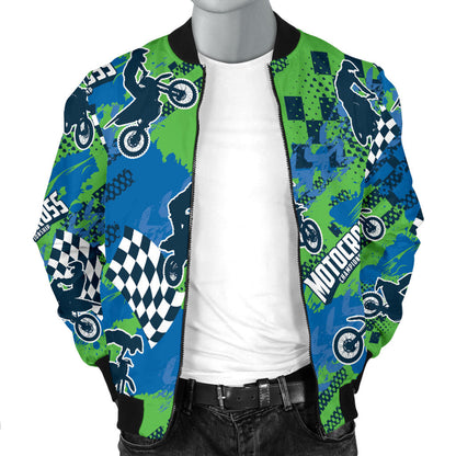 Motocross Pattern Print Design 04 Men Bomber Jacket