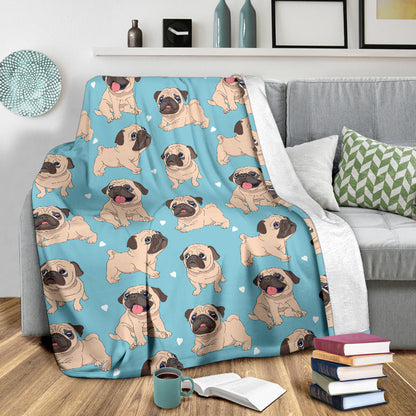 Pug Pattern Print Design A03 Premium Blanket