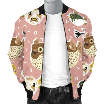 Fugu Cute Pattern Print Design 01 Men Bomber Jacket