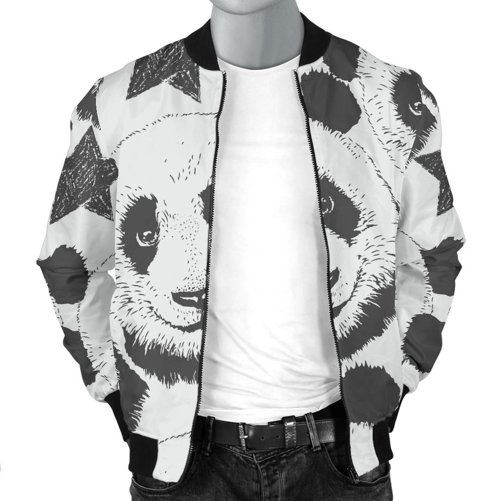 Panda Pattern Print Design A02 Men Bomber Jacket
