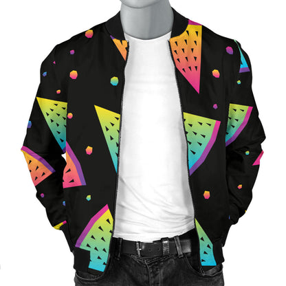 Rainbow Watermelon Pattern Print Design A04 Men Bomber Jacket