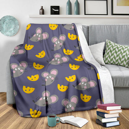 Rat With Cheese Pattern Print Design 01 Premium Blanket