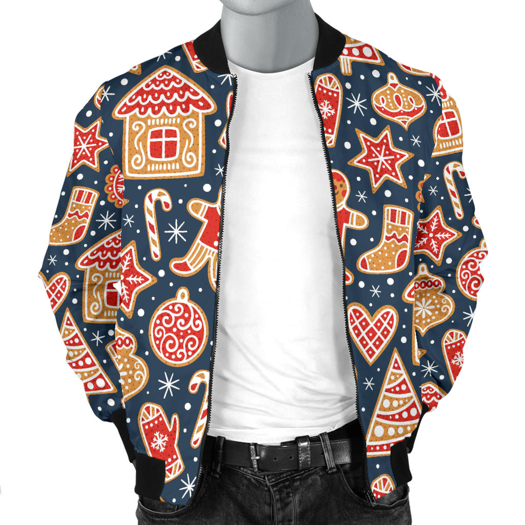 Gingerbread Pattern Print Design 03 Men Bomber Jacket