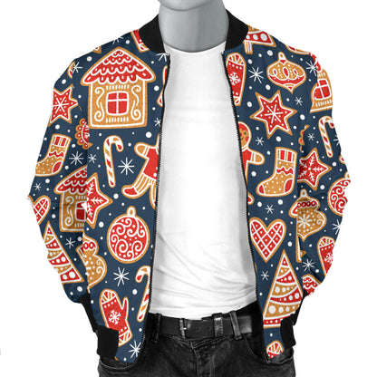 Gingerbread Pattern Print Design 03 Men Bomber Jacket