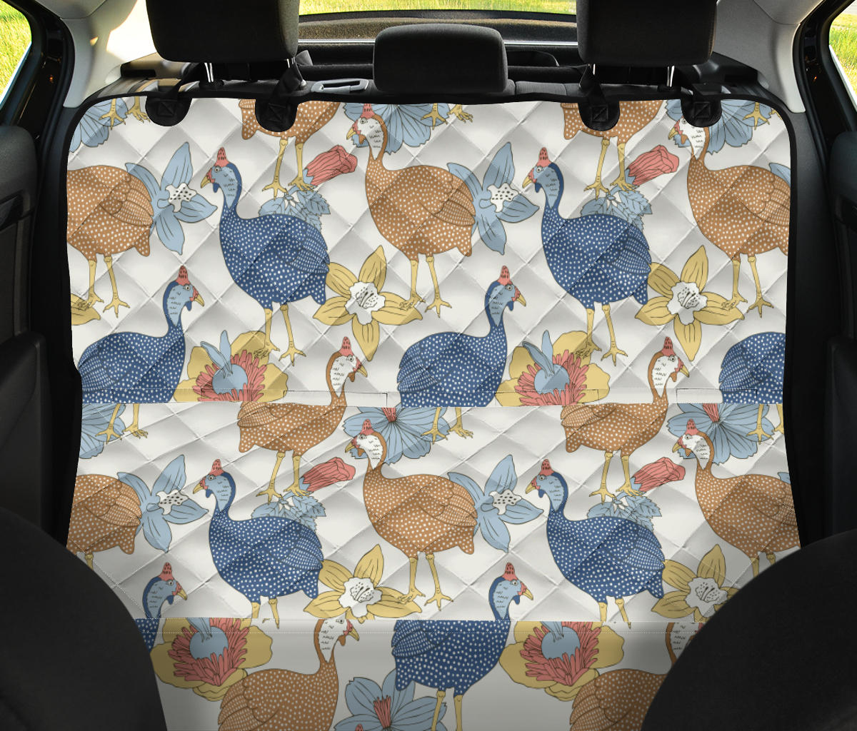 Guinea Fowl Pattern Print Design 01 Rear Dog Car Seat Cover Hammock