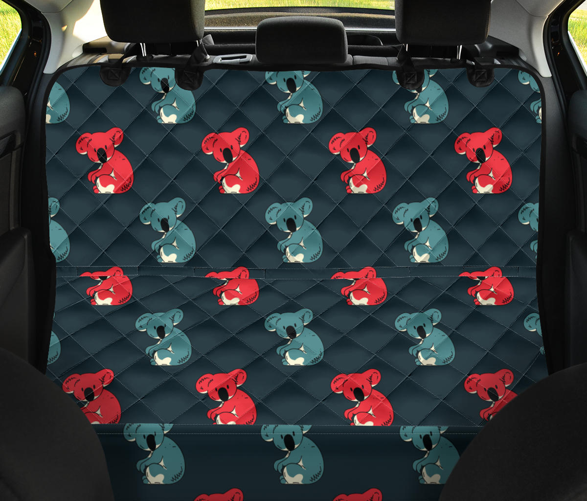 Koala Pattern Print Design 02 Rear Dog Car Seat Cover Hammock