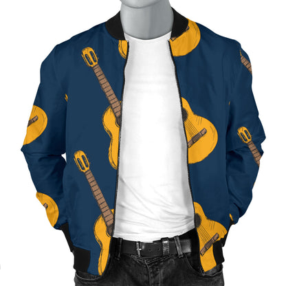 Acoustic Guitar Pattern Print Design 04 Men Bomber Jacket