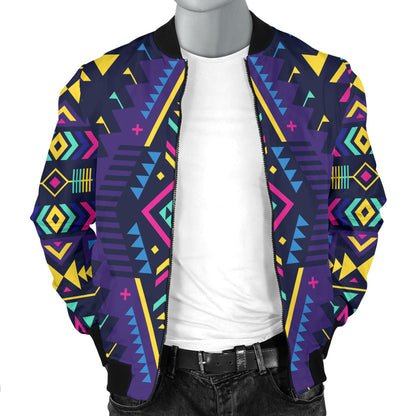 Aztec Pattern Print Design 07 Men Bomber Jacket