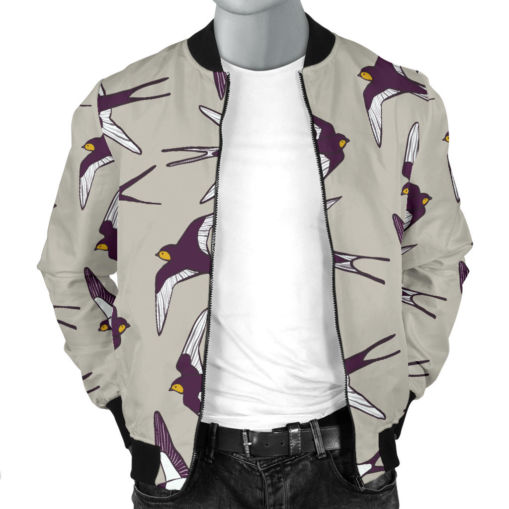 Swallow Bird Pattern Print Design 03 Men Bomber Jacket