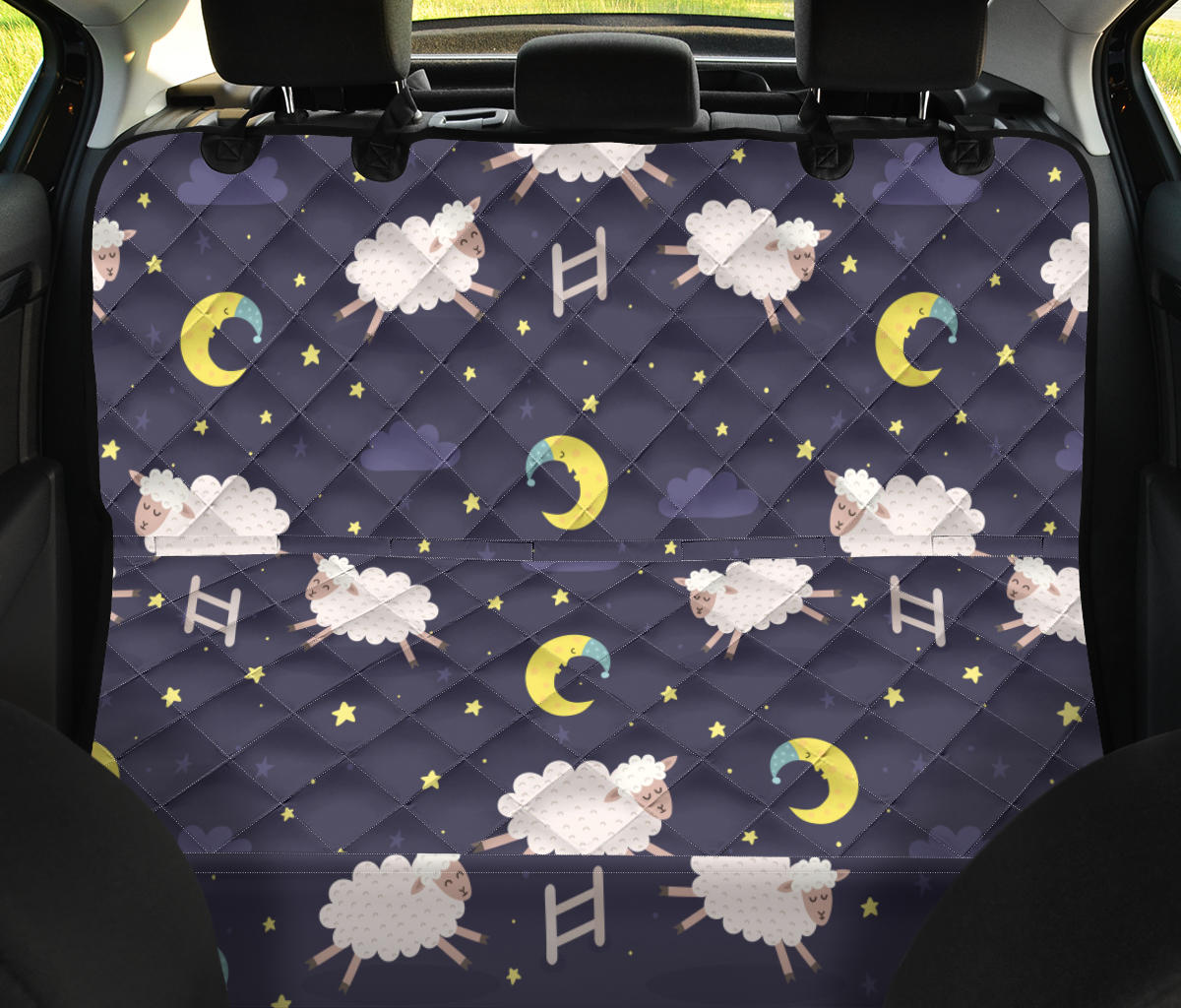 Sheep Night Pattern Print Design 02 Rear Dog Car Seat Cover Hammock