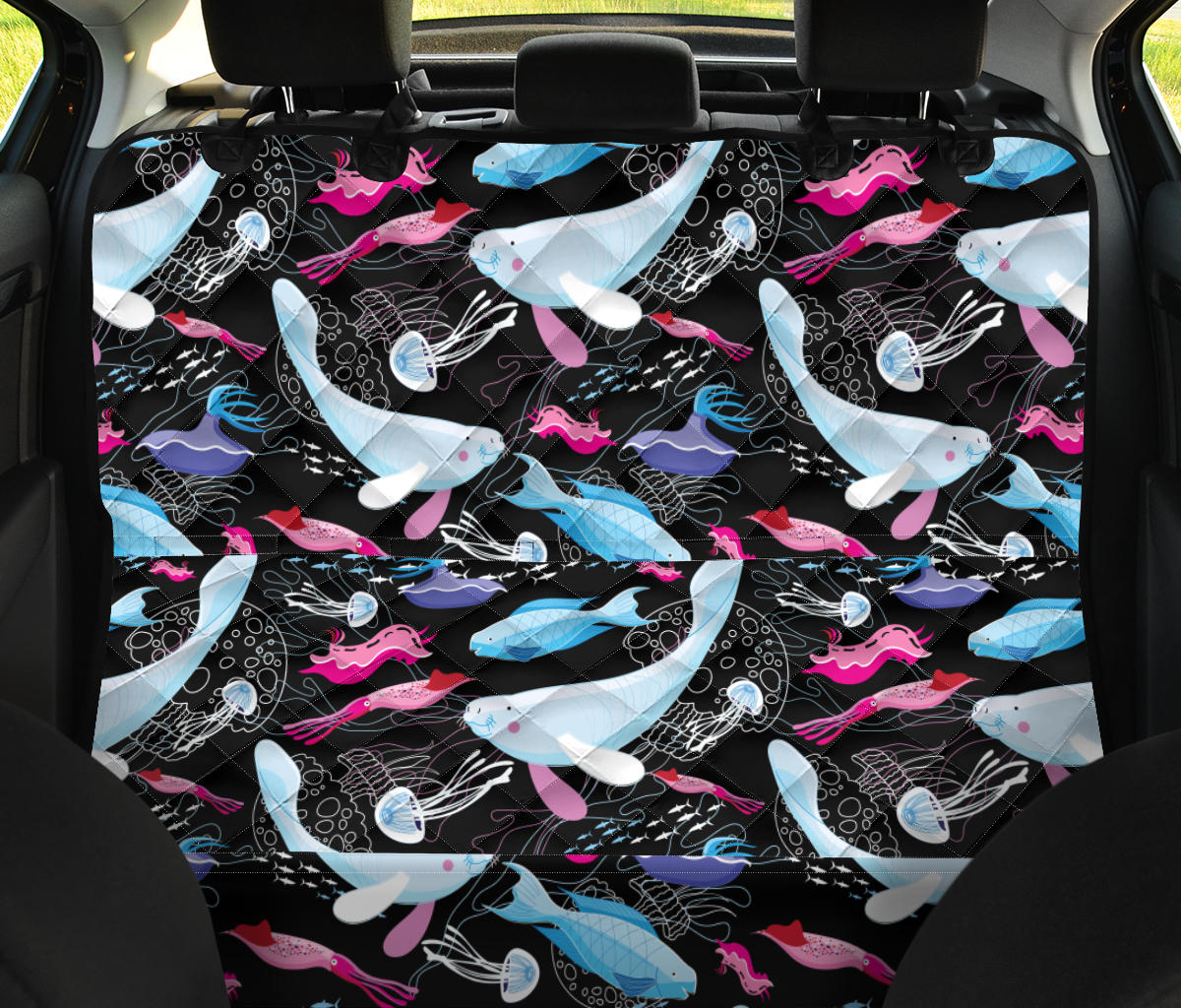 Manatee Pattern Print Design 02 Rear Dog Car Seat Cover Hammock