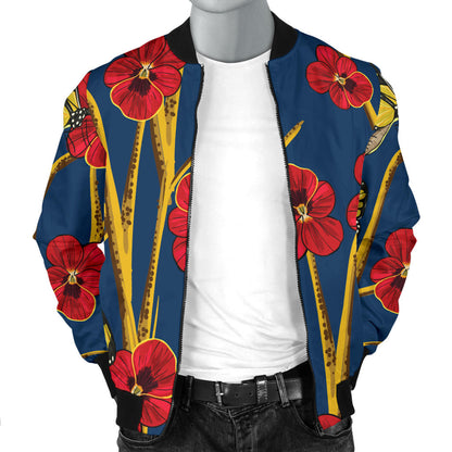 Pansy Pattern Print Design A01 Men Bomber Jacket