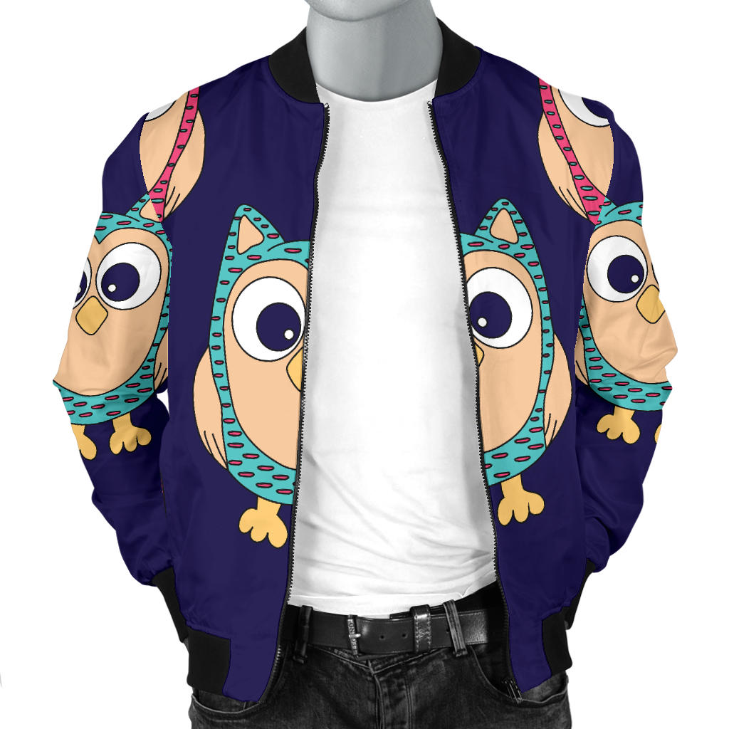 Owl Pattern Print Design A06 Men Bomber Jacket
