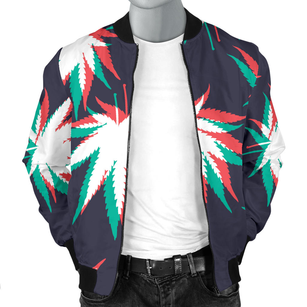 Pot Leaf Pattern Print Design A01 Men Bomber Jacket