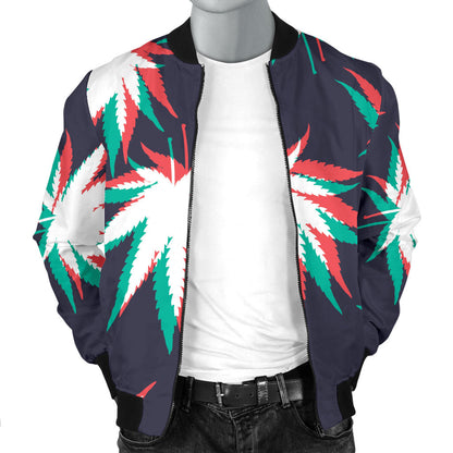 Pot Leaf Pattern Print Design A01 Men Bomber Jacket