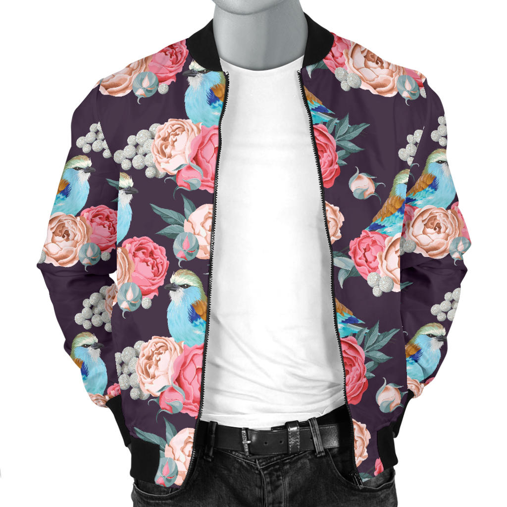 Bluebird Pattern Print Design 02 Men Bomber Jacket