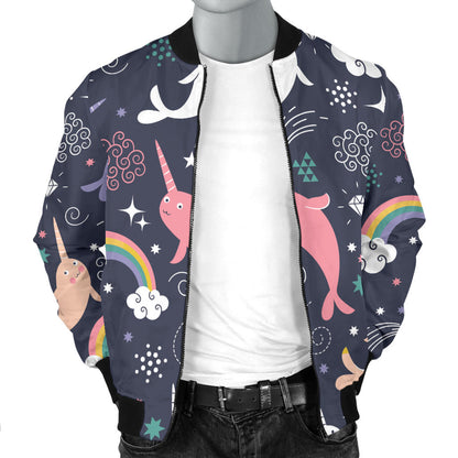 Narwhal Pattern Print Design 01 Men Bomber Jacket
