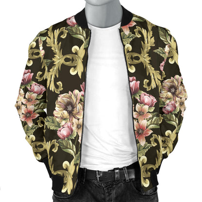 Baroque Pattern Print Design 02 Men Bomber Jacket
