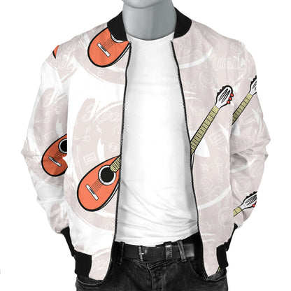 Mandolin Pattern Print Design 03 Men Bomber Jacket