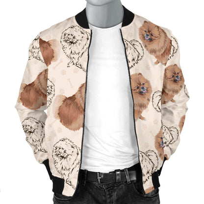 Pomeranians Pattern Print Design A01 Men Bomber Jacket