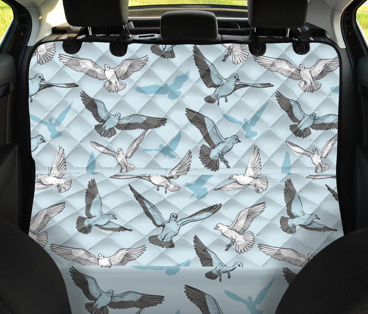 Pigeon Pattern Print Design 03 Rear Dog Car Seat Cover Hammock