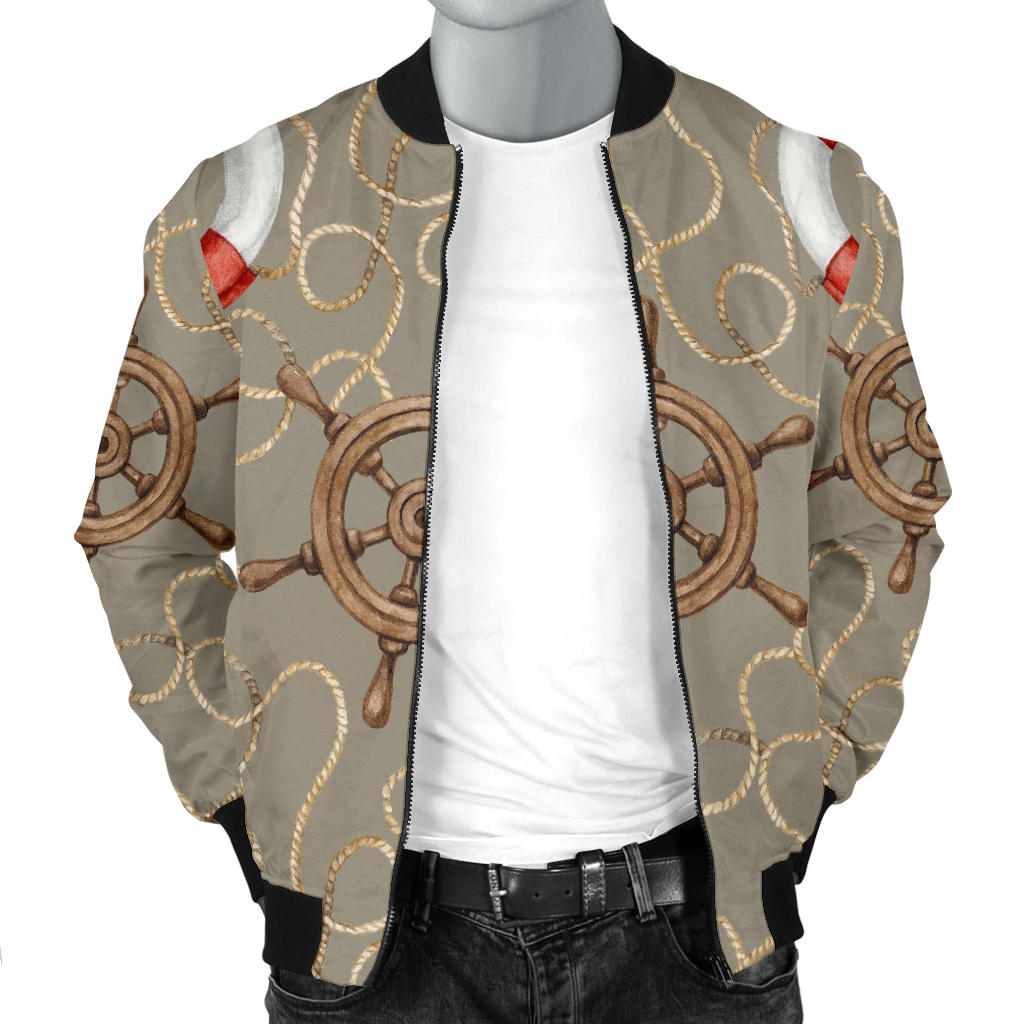 Nautical Pattern Print Design A02 Men Bomber Jacket