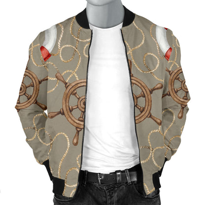 Nautical Pattern Print Design A02 Men Bomber Jacket