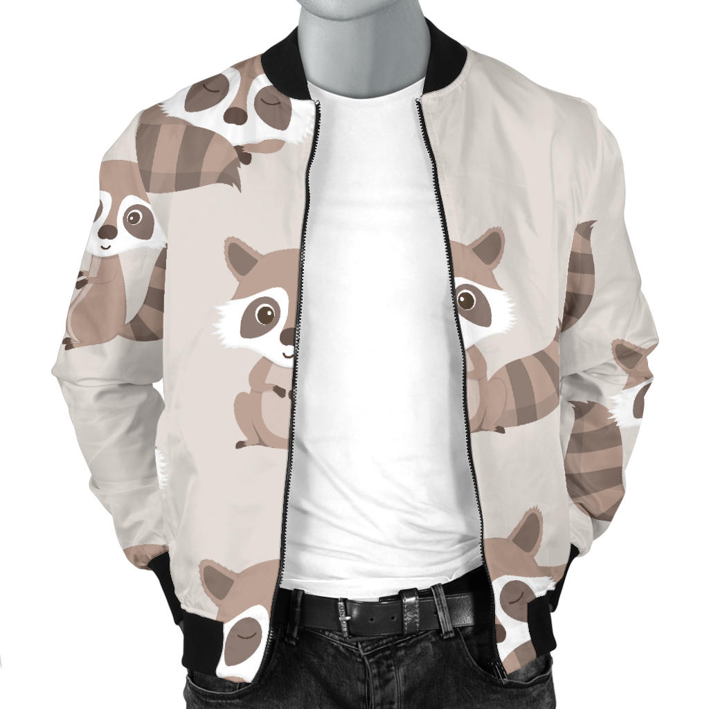 Raccoon Pattern Print Design A05 Men Bomber Jacket