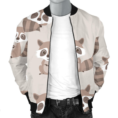 Raccoon Pattern Print Design A05 Men Bomber Jacket