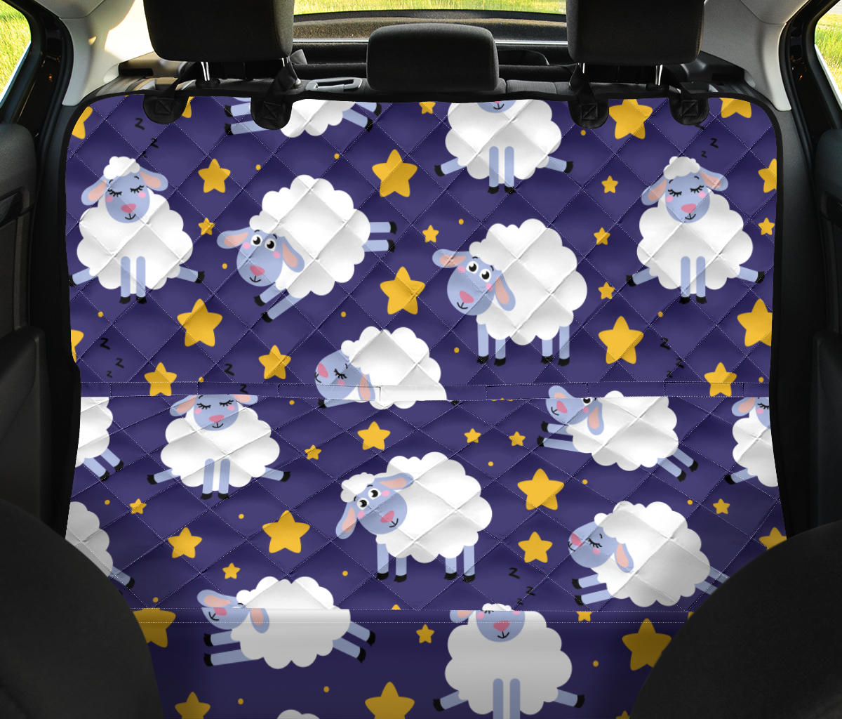 Sheep Pattern Print Design 03 Rear Dog Car Seat Cover Hammock
