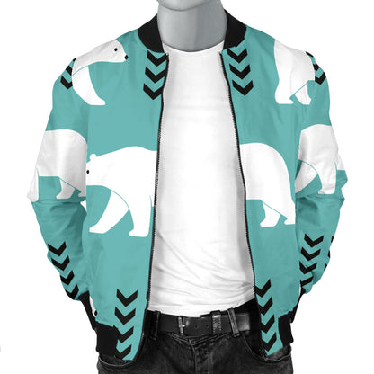 Polar Bear Pattern Print Design A05 Men Bomber Jacket