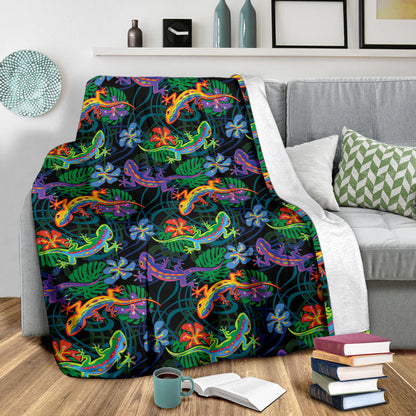 Gecko Colorful Pattern Print Design 01 Premium Blanket