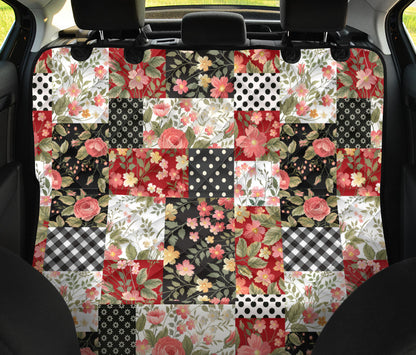Patchwork Flower Pattern Print Design 03 Rear Dog Car Seat Cover Hammock