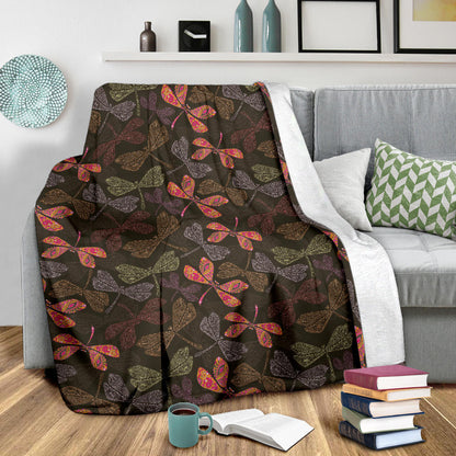Dragonfly Pattern Print Design 02 Premium Blanket