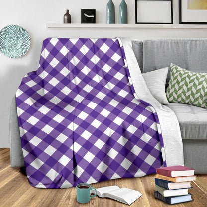Gingham Purple Pattern Print Design 03 Premium Blanket