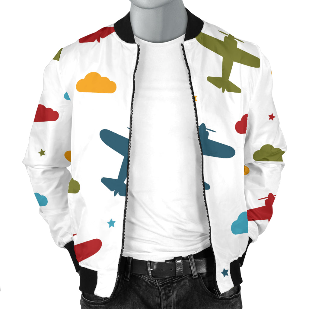Airplane Pattern Print Design 06 Men Bomber Jacket