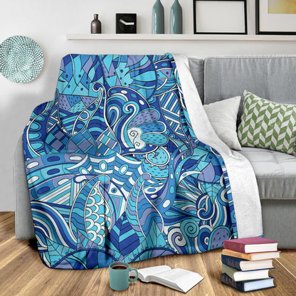 Funky Retro Pattern Print Design A02 Premium Blanket