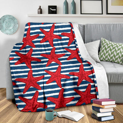 Starfish Red Pattern Print Design 02 Premium Blanket