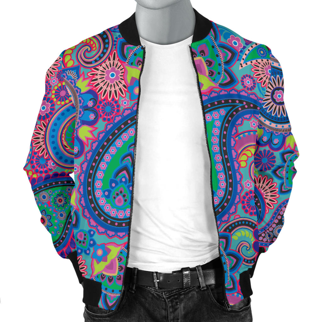 Paisley Colorful Pattern Print Design A02 Men Bomber Jacket
