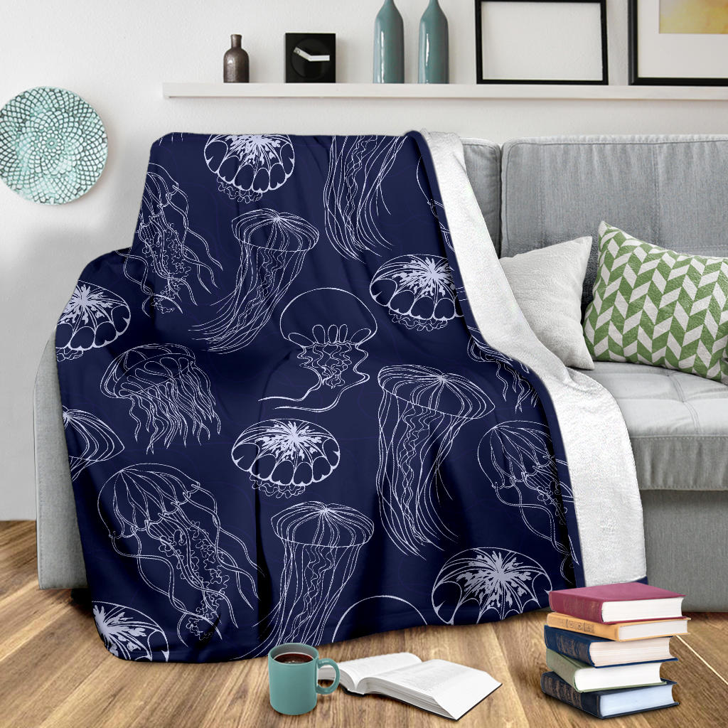 Jellyfish Pattern Print Design 05 Premium Blanket