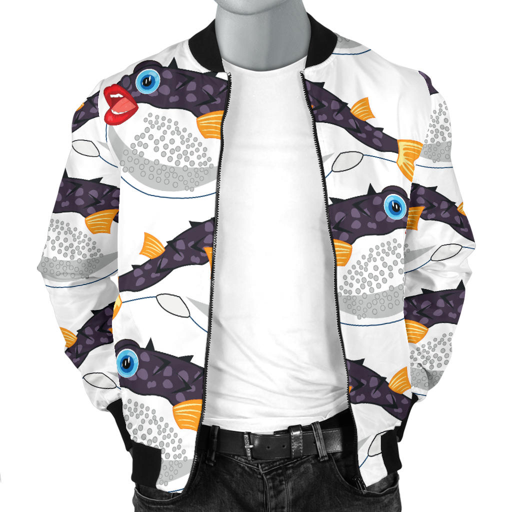 Fugu Pattern Print Design 03 Men Bomber Jacket