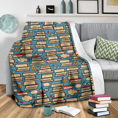 Book Pattern Print Design 03 Premium Blanket