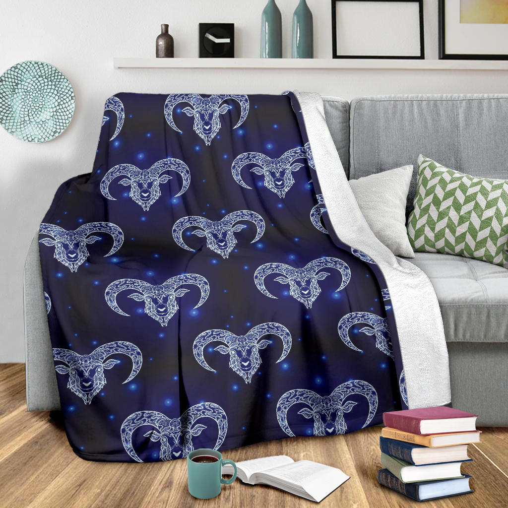 Aries Zodiac Pattern Print Design 01 Premium Blanket