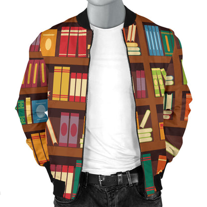 Book Pattern Print Design 06 Men Bomber Jacket