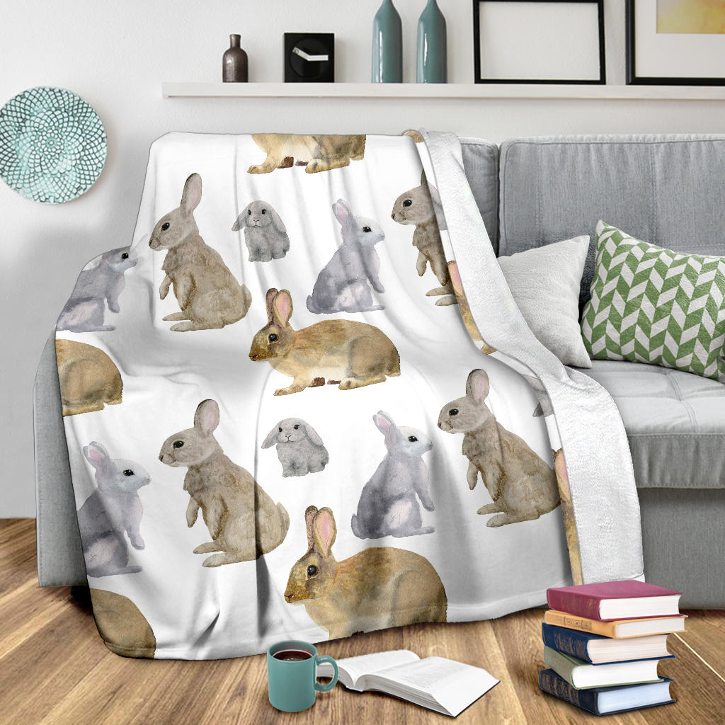 Rabbit Pattern Print Design 02 Premium Blanket