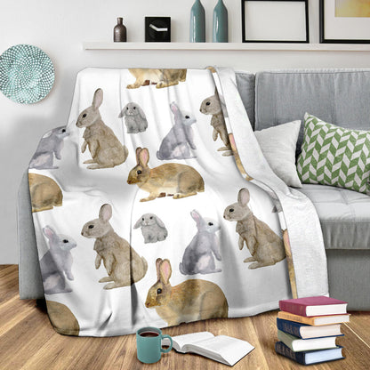 Rabbit Pattern Print Design 02 Premium Blanket