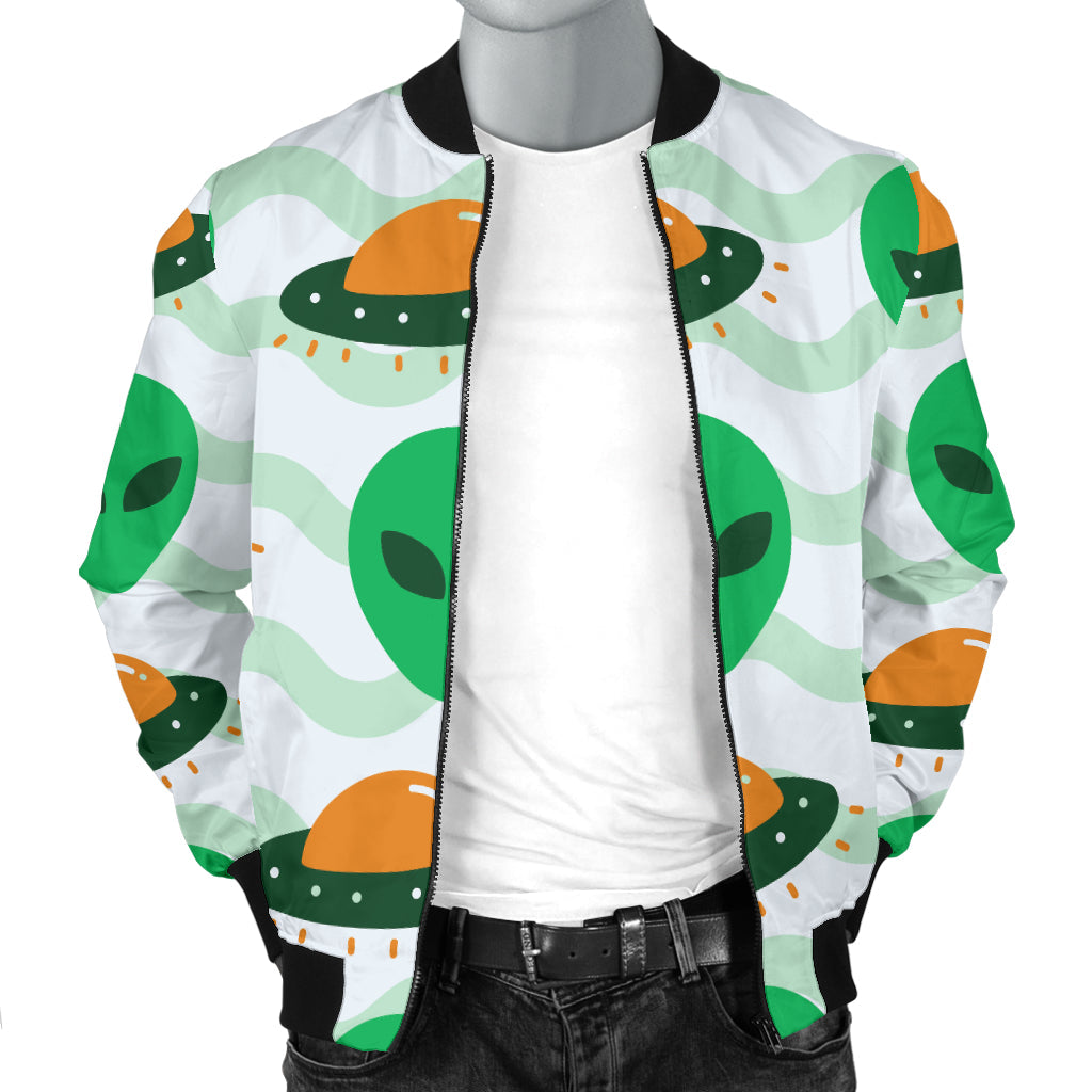 Alien UFO Pattern Print Design 04 Men Bomber Jacket