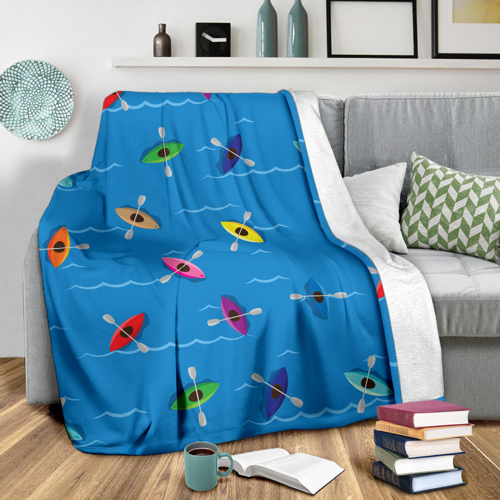 Kayak Pattern Print Design 03 Premium Blanket