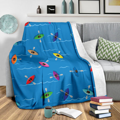 Kayak Pattern Print Design 03 Premium Blanket