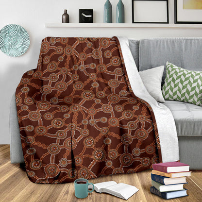 Aboriginal Pattern Print Design 03 Premium Blanket